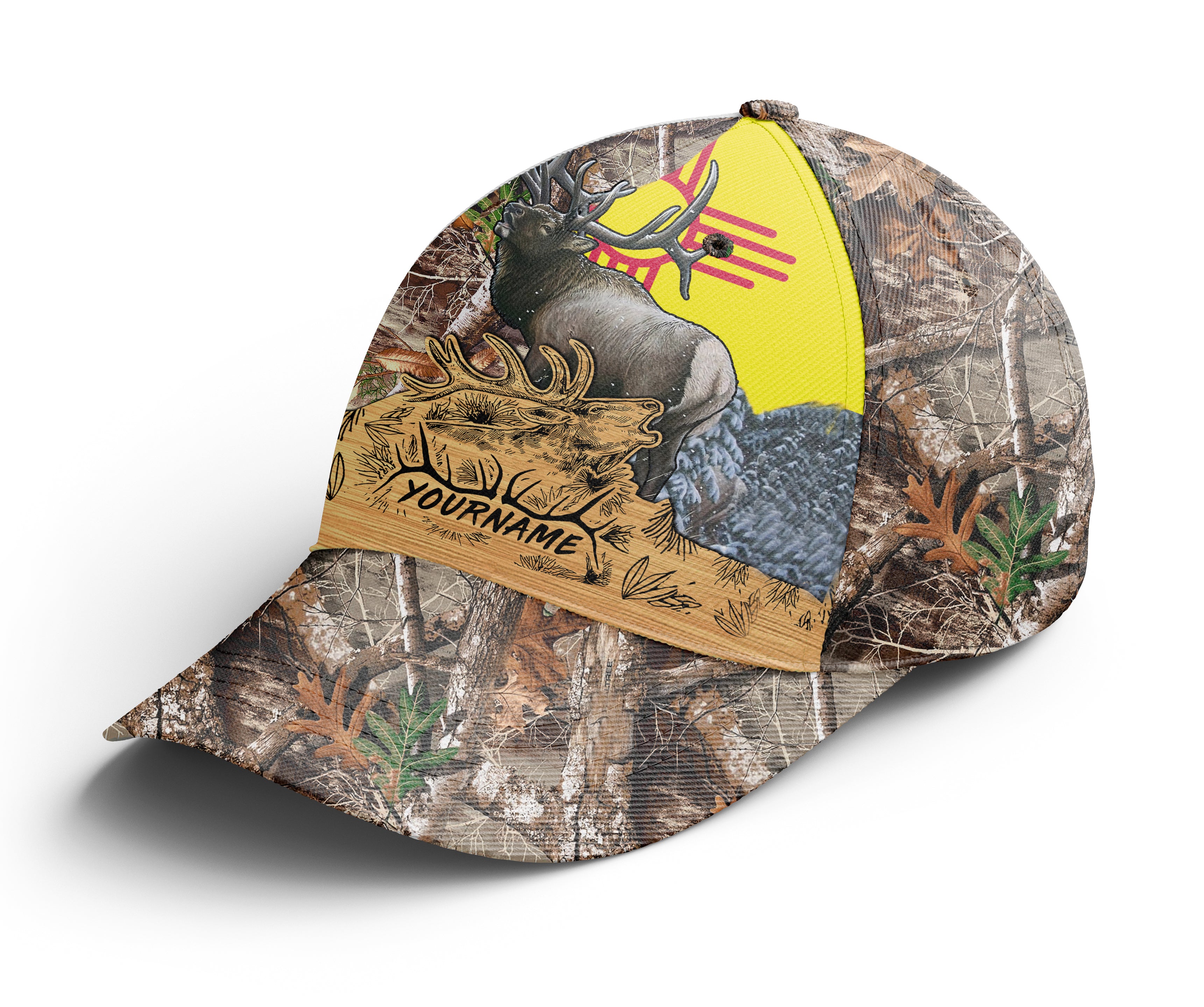 NM New Mexico Best elk Hunting camo Custom hunting hat, elk hat Adjustable Mesh Unisex Hunting